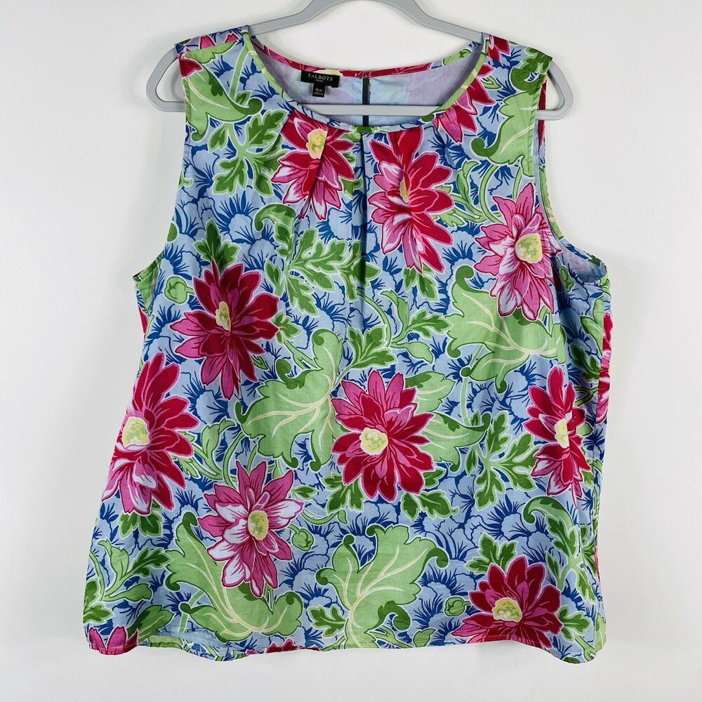 Talbots Tank Top 16 Garden Floral Sleeveless 100% Cotton